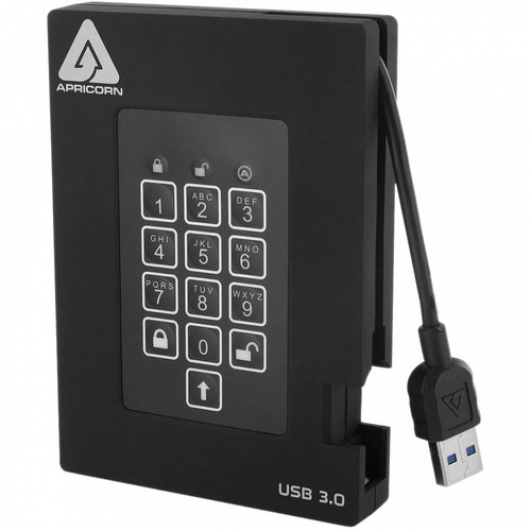 Apricorn Aegis Fortress 2TB External Portable Hard Drive, USB 3.0, Encrypted, Padlock