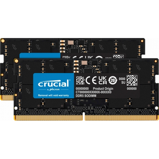 32GB (16GB x2) Crucial CT2K16G48C40S5 DDR5 4800MT/s Non-ECC Memory SODIMM