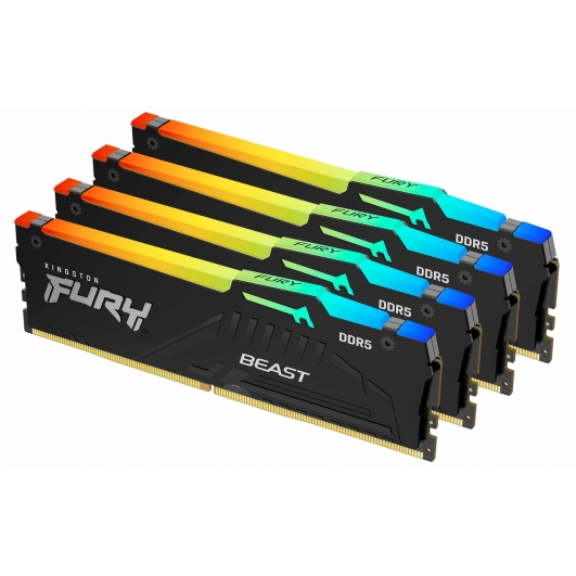 64GB (16GB x4) Kingston FURY Beast KF556C40BBAK4-64 DDR5 5600MT/s Non-ECC Memory DIMM, XMP, RGB