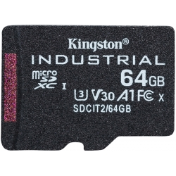 64GB Kingston Industrial Micro SD (SDXC) Card, U3, V30, A1, 100MB/s R, 80MB/s W