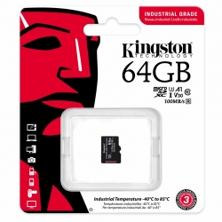 64GB Kingston Industrial Micro SD (SDXC) Card, U3, V30, A1, 100MB/s R, 80MB/s W