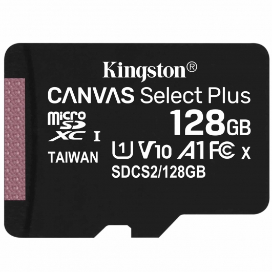 Kingston 128GB Canvas Select Plus Micro SD Card - U1, V10, A1, Up To 100MB/s