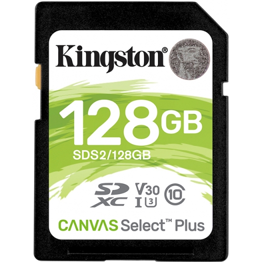 Kingston 128GB Canvas Select Plus SD Card - U3, V30, Up To 100MB/s