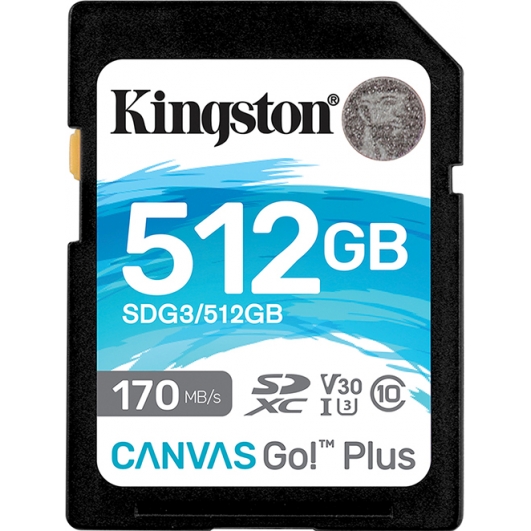 Kingston 512GB Canvas Go Plus SD Card - U3, V30, Up To 170MB/s
