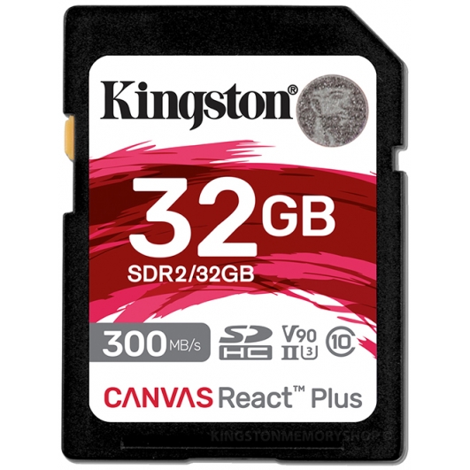 Kingston 32GB Canvas React Plus SD Card - U3, V90, Up To 300MB/s
