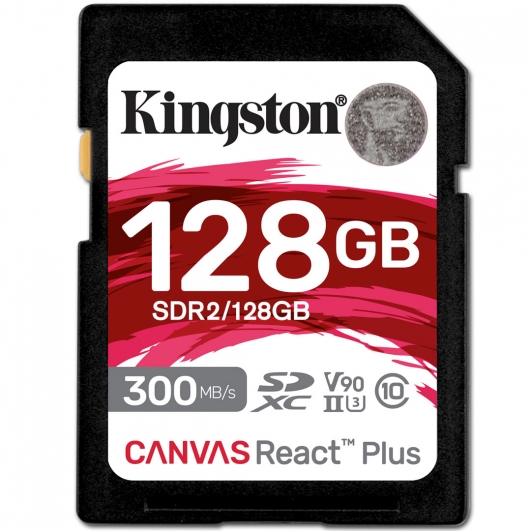 Kingston 128GB Canvas React Plus SD Card - U3, V90, Up To 300MB/s