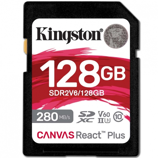 Kingston 128GB Canvas React Plus SD Card - U3, V60, Up To 280MB/s