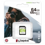 64GB Kingston Canvas Select Plus SD (SDXC) Card, U1, V10, 100MB/s R, 10MB/s W