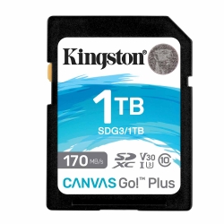 1TB (1000GB) Kingston Canvas Go Plus SD (SDXC) Card, U3, V30, A2, 170MB/s R, 90MB/s W