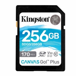 256GB Kingston Canvas Go Plus SD (SDXC) Card, U3, V30, A2, 170MB/s R, 90MB/s W