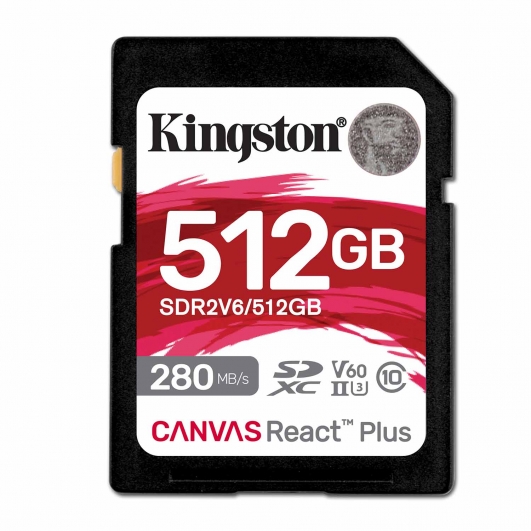 Kingston 512GB Canvas React Plus SD Card - U3, V60, Up To 280MB/s