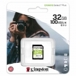 32GB Kingston Canvas Select Plus SD (SDHC) Card, U1, V10, 100MB/s R, 10MB/s W