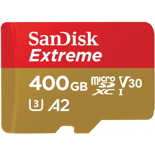 SanDisk 400GB Extreme Micro SD Card - U3, V30, A2, Up To 160MB/s