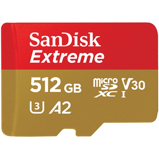 SanDisk 512GB Extreme Micro SD Card - U3, V30, A2, Up To 190MB/s