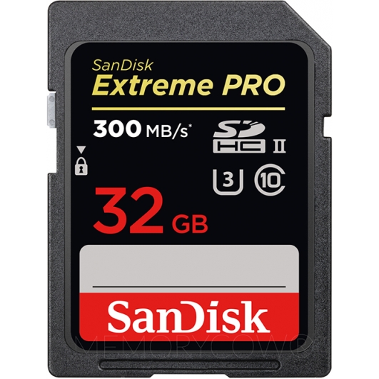 SanDisk 32GB Extreme Pro SD Card - U3, V30, Up To 300MB/s