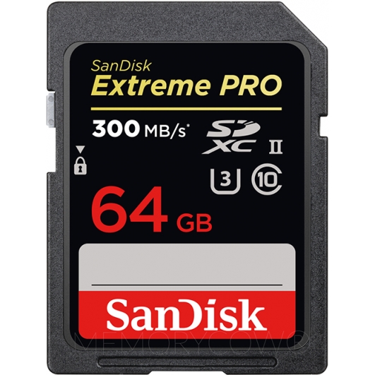 SanDisk 64GB Extreme Pro SD Card - U3, V30, Up To 300MB/s