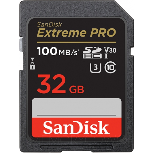 SanDisk 32GB Extreme Pro SD Card - U3, V30, Up To 100MB/s