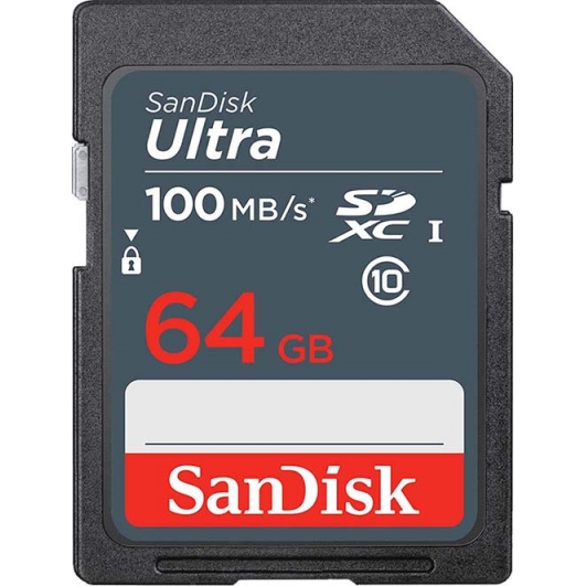 SanDisk 64GB Ultra SD Card - U1, Up To 100MB/s